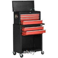 6 Drawer Tool Cabinet Cart Workshop Trolley on Wheels Lockable Roll Cab Black