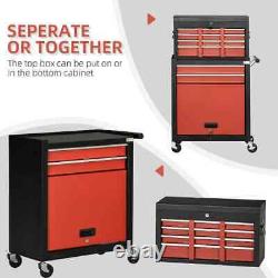 6 Drawer Tool Cabinet Cart Workshop Trolley on Wheels Lockable Roll Cab Black