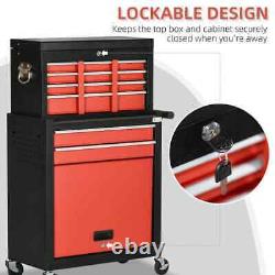 6 Drawer Tool Cabinet Cart Workshop Trolley on Wheels Lockable Roll Cab Black