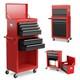 6 Drawer Tool Cabinet With Lockable Box & Removable Hooks Red Black