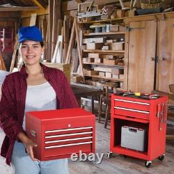 6 Drawer Tool Cabinet with Lockable Storage Chest Rolling Garage Organizer Red