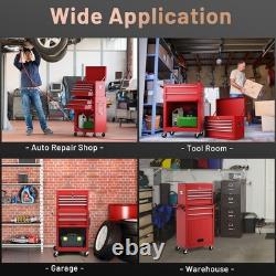 6 Drawer Tool Cabinet with Lockable Storage Chest Rolling Garage Organizer Red