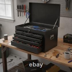 6 Drawer Tool Storage Cabinet Metal Locking Chest Black Steel Garage Workshop