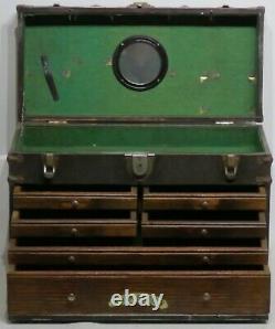 6 Drawer + Top Cabinet Machinist Tool Chest Box Vintage Wood & Metal