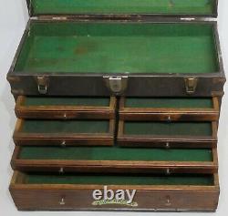6 Drawer + Top Cabinet Machinist Tool Chest Box Vintage Wood & Metal