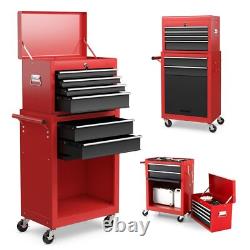 6 Drawers Rolling Tool Chest High Capacity Tool Storage Cabinet with 4 HookS