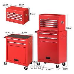 6 Drawers Rolling Tool Chest High Capacity Tool Storage Cabinet with 4 HookS