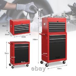 6 Drawers Rolling Tool Chest High Capacity Tool Storage Cabinet with 4 HookS