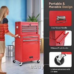 6 Drawers Rolling Tool Chest High Capacity Tool Storage Cabinet with 4 HookS