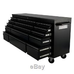 72 15 Drawer Mobile Storage Chest Box Cabinet with Wood Top Tool Cart Workbench