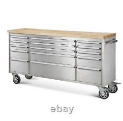 72 15 Drawer Stainless Steel Work Bench Tool Box Chest Cabinet + Free Tool Foam