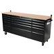 72 Inch Black Walnut Top Tool Box Chest Cabinet Station With 15 Drawers On Wheels
