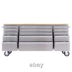 72 Inch 15 Drawer Stainless Steel Wheeled Tool Cabinet
