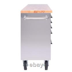 72 Inch 15 Drawer Stainless Steel Wheeled Tool Cabinet
