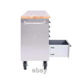 72 Inch 15 Drawer Stainless Steel Wheeled Tool Cabinet