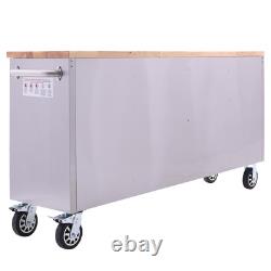 72 Inch 15 Drawer Stainless Steel Wheeled Tool Cabinet