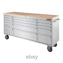 72 Inch Tool Box Chest Garage Cabinet Stainless Steel Silver Work Bench