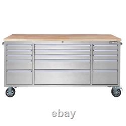 72 Inch Tool Box Chest Garage Cabinet Stainless Steel Silver Work Bench