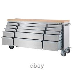 72 Inch Tool Box Chest Garage Cabinet Stainless Steel Silver Work Bench