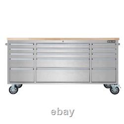 72 Inch Tool Box Chest Garage Cabinet Stainless Steel Silver Work Bench