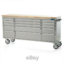 72 Stainless Steel 15 Drawer Work Bench Tool Box Chest Cabinet 0220-0228