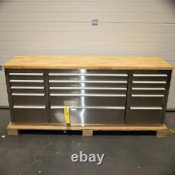 72 Stainless Steel 15 Drawer Work Bench Tool Box Chest Cabinet 0646-0653