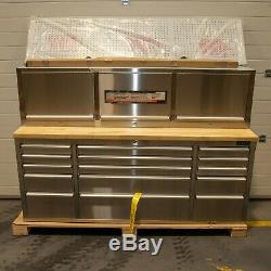 72 Stainless Steel 15 Drawer Work Bench With Upper Cabinet 9526-9531