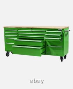 72 Steel Painted Tool Chest Garage Cabinet Work Bench 15 Drawer Lockable