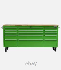 72 Steel Painted Tool Chest Garage Cabinet Work Bench 15 Drawer Lockable