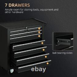 7Drawers Roller Tool Storage Chest Box Lockable Cabinet Wheels Garage Workshop