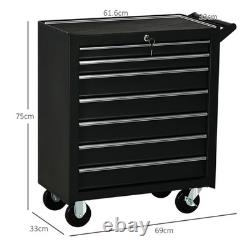 7Drawers Roller Tool Storage Chest Box Lockable Cabinet Wheels Garage Workshop