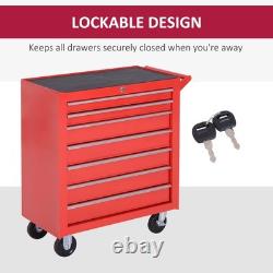 7 Drawer Rolling Tool Chest on Wheels Lockable Tool Cabinet with Side Handle