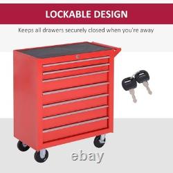 7-Drawer Rolling Tool Chest on Wheels, Lockable Tool Cabinet with Side Handle, M