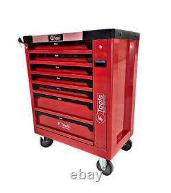 7 Drawer Trolley Cabinet with Tools Roll Workshop Storage Chest Carrier ToolBox
