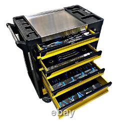 7 Drawer Trolley Cabinet with Tools Steel Workshop Storage Chest Carrier ToolBox
