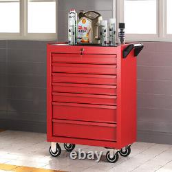 7 Drawers Tool Chest Roller Cabinet Roll Cab Tool Box Trolley Garage Storage Red