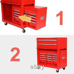 8 Drawer Large Tool Chest Cabinet Garage Roller Top Chest Box Garage Trolley UK