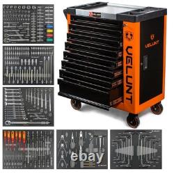8 Drawer Roller Tool Cabinet with Tools Lockable Workshop Storage Chest Red