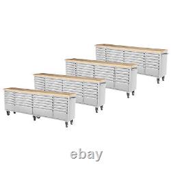 96 Brushed Stainless Steel 24 Drawer Work Bench Tool Chest Cabinets