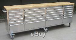 96 Stainless Steel 24 Drawer Work Bench Tool Chest Cabinet