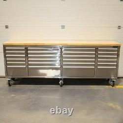 96 Stainless Steel 24 Drawer Work Bench Tool Chest Cabinet 9450-3459