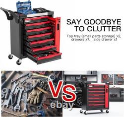 AIRAJ 7 Drawer Tool Chest Lockable Rolling Tool Cabinet Trolley Garage 250kg UK