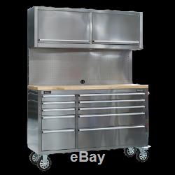 AP5520SS Sealey Mobile Stainless Steel Tool Cabinet 10 Drawer & 2 Wall Cupboards