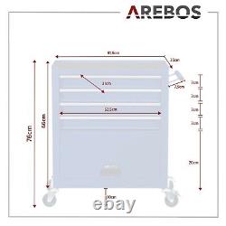 AREBOS Roller Tool Cabinet Storage 4 Drawers with Tools Garage Workshop Blue