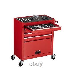 AREBOS Roller Tool Cabinet Storage 4 Drawers with Tools Garage Workshop Red