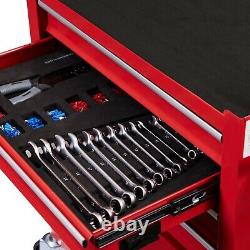 AREBOS Roller Tool Cabinet Storage 4 Drawers with Tools Garage Workshop Red