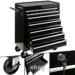 AREBOS Roller Tool Cabinet Storage 7 Drawers Toolbox Garage Workshop Black