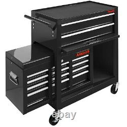 AREBOS Roller Tool Cabinet Storage 9 Drawers Toolbox Garage Workshop Black