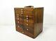Antique Dental Cabinet Travel Case Wood Tool Box 14 Drawer Apothecary Doctor Bag