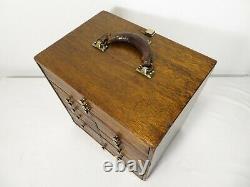 Antique DENTAL CABINET TRAVEL CASE Wood Tool Box 14 DRAWER APOTHECARY Doctor Bag